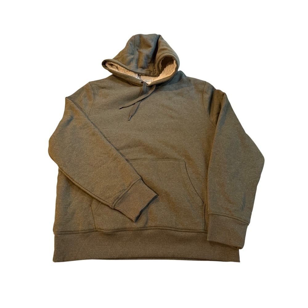 Amazon Essentials‎ Mens Sherpa Lined Hoodie Olive Green Heather Large nwt New